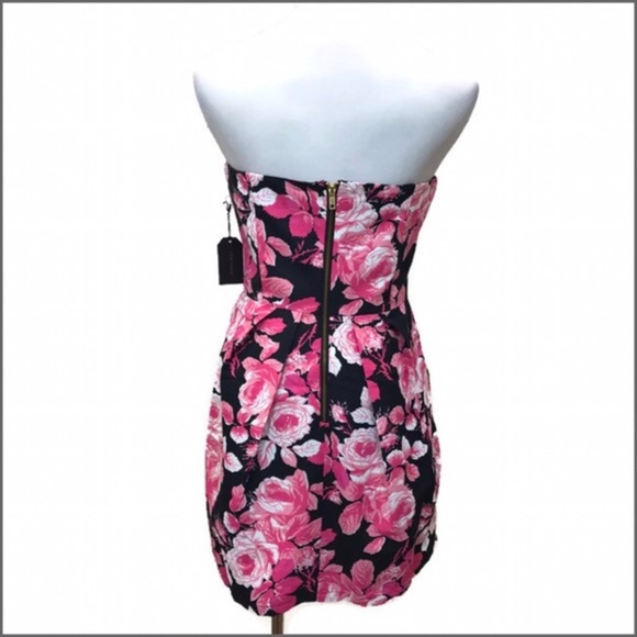 𝅺Strapless Rose Print Dress - Picture 4 of 4